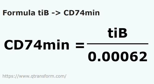 formulu Tebibayt ila CD 74 dakika - tiB ila CD74min