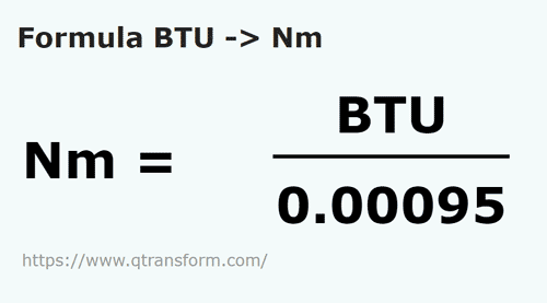formula БТЕ в Ньютон-метр - BTU в Nm