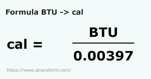 formula БТЕ в калория - BTU в cal