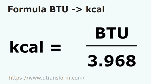 formula BTU na Kilokalorie - BTU na kcal