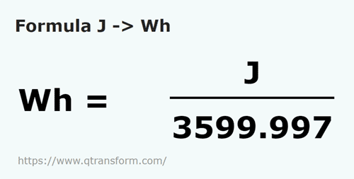 formula Jouli in Watti ora - J in Wh