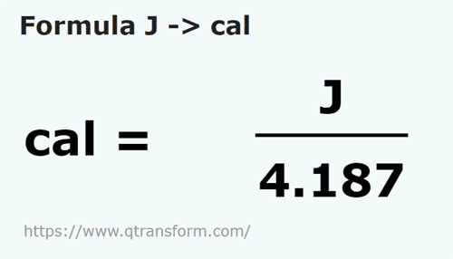 formula Joule kepada Kalori - J kepada cal