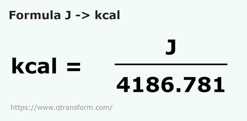 formula Julios a Kilocalorías - J a kcal