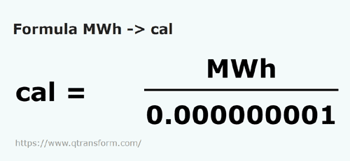 formula Megawatts hora em Calorias - MWh em cal