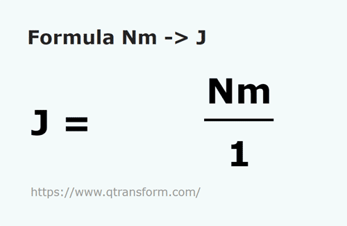 formula Niutony metr na Dżule - Nm na J