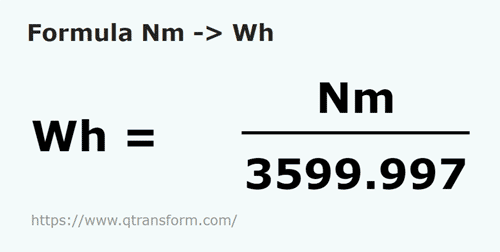 formule Newtons mètre en Watts heure - Nm en Wh