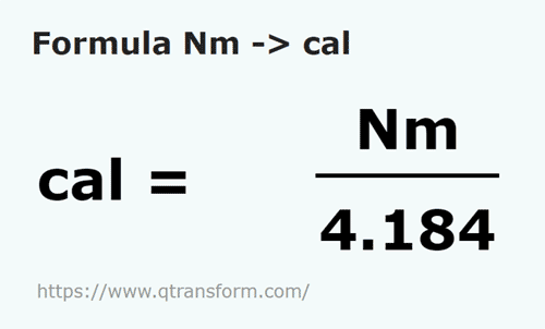 formula Newton meters to Calories - Nm to cal