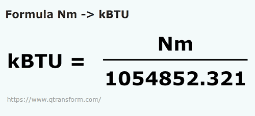 formula Niutony metr na KiloBTU - Nm na kBTU
