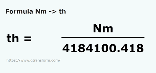 formule Newtons mètre en Therms - Nm en th