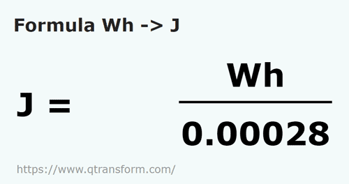 formula Watt jam kepada Joule - Wh kepada J