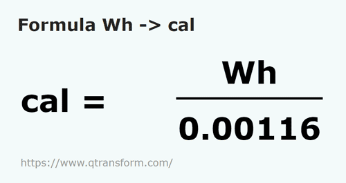 formula Watt hours to Calories - Wh to cal