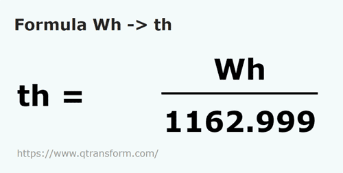 formula Watogodzina na Thermy - Wh na th