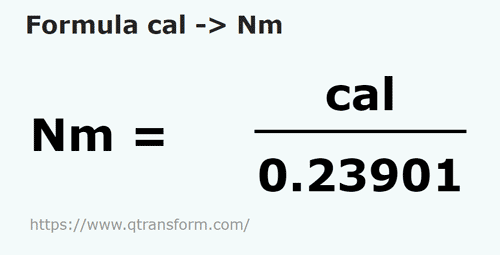 vzorec Kalorie na Newtonmetrů - cal na Nm