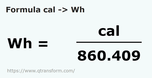 formula калория в ватт час - cal в Wh