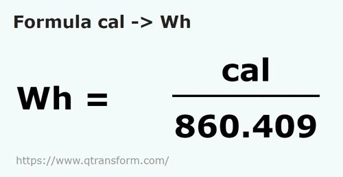 formula Calorías a Vatios hora - cal a Wh