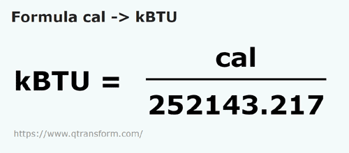 formula Calorii in KiloBTU - cal in kBTU