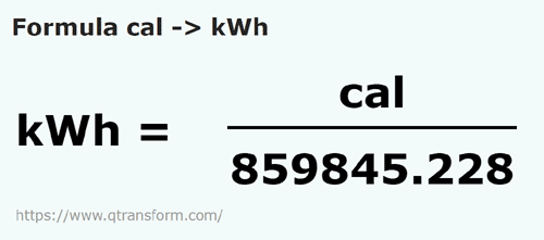 formula Calorias em Quilowatts hora - cal em kWh