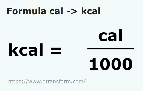 formula Calorie in Chilocalorie - cal in kcal