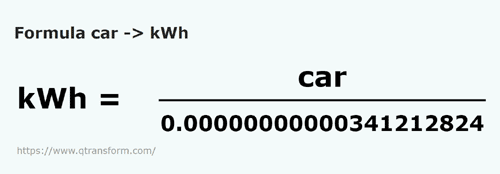 formula Quadrados em Quilowatts hora - car em kWh