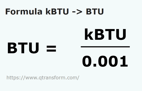 formula KiloBTU em BTU - kBTU em BTU