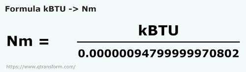 formula килоБТЕ в Ньютон-метр - kBTU в Nm