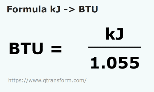 formula килоджоуль в БТЕ - kJ в BTU