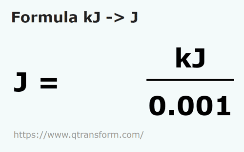 formula Kilojouli in Jouli - kJ in J