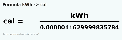 formula киловатт час в калория - kWh в cal