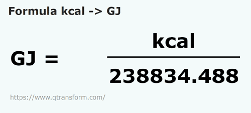 formule Kilocalories en Gigajoules - kcal en GJ