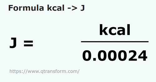 formula Kilocalories to Joules - kcal to J