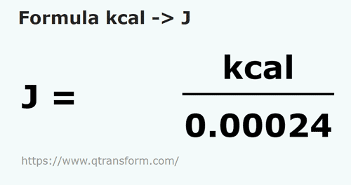 formula Chilocalorie in Joule - kcal in J