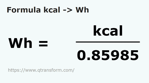formula Kilocalorii in Watti ora - kcal in Wh