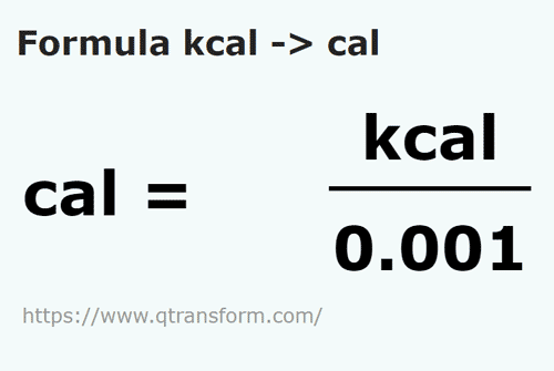 formula Kilocalorii in Calorii - kcal in cal