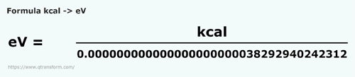 formula Kilocalories to Electron volts - kcal to eV