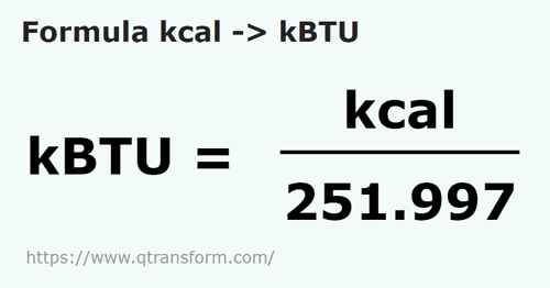 formula Kilocalorii in KiloBTU - kcal in kBTU