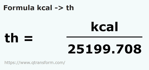 formula Kilokalorie na Thermy - kcal na th