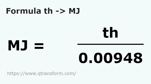 formula Therms in Megajouli - th in MJ