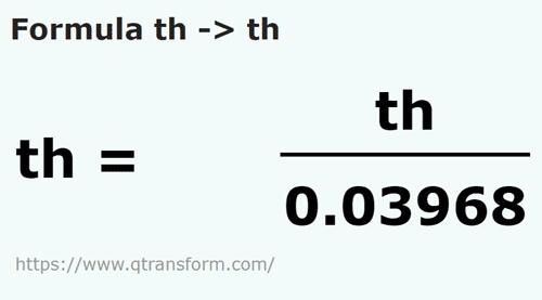 formule Thermie naar Therm - th naar th