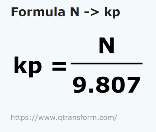 formula Newtons em Quilolibras - N em kp