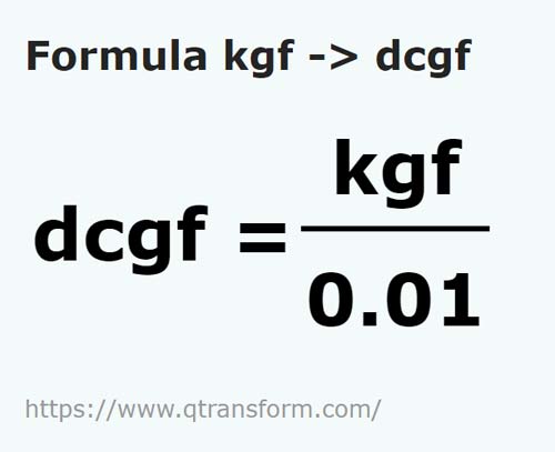 formula Chilogrammi forza in Decagrammi forza - kgf in dcgf