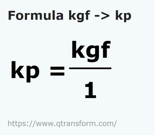 formula Kilogramos fuerza a Kiloponds - kgf a kp