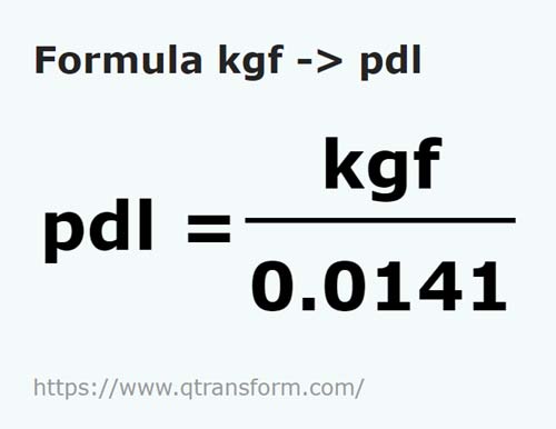 formula Quilogramas força em Poundals - kgf em pdl