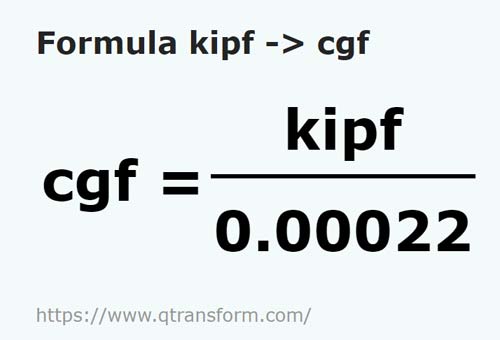 formula Kip forta a Centigramos fuerza - kipf a cgf