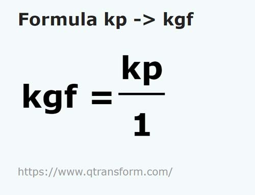 formula Kilopond na Kilogramy siła - kp na kgf