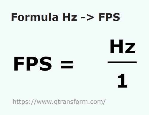 formula Hertzi in Fotogrammi al secondo - Hz in FPS