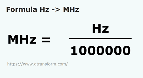 formula Hertzi in Megahertzi - Hz in MHz