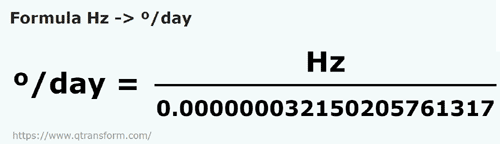 formula Hertzi in Grade pe zi - Hz in º/day