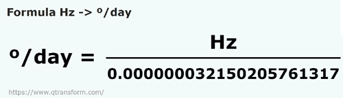 formula Hertz to Degrees per day - Hz to °/day