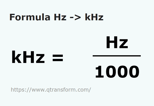 formula Hercios a Kilohercios - Hz a kHz