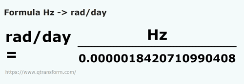 formule Hertz en Radians par jour - Hz en rad/day